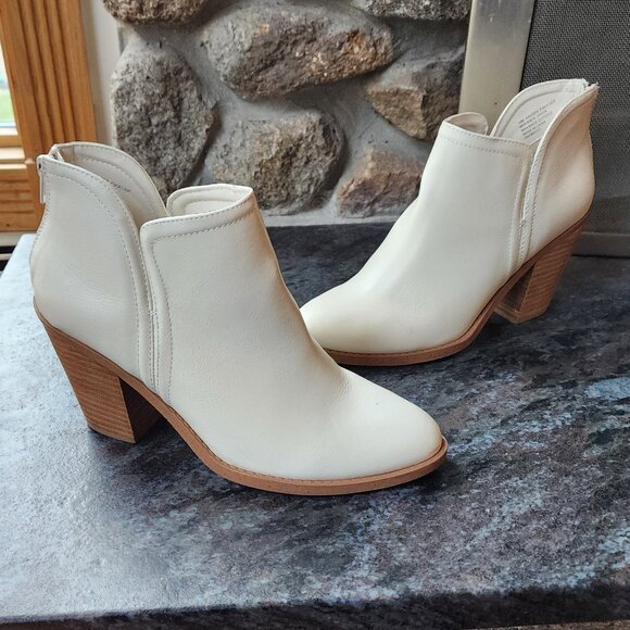 Anthropologie Joie Kayden Off White/Cream Leather Heeled Ankle Boots Size 10M - Picture 4 of 16